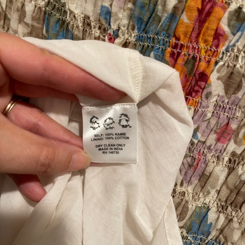 SEA New York Floral Smock‎ Tiered Midi Dress Flutter Sleeve Cottage Cotton Small - Picture 5 of 8